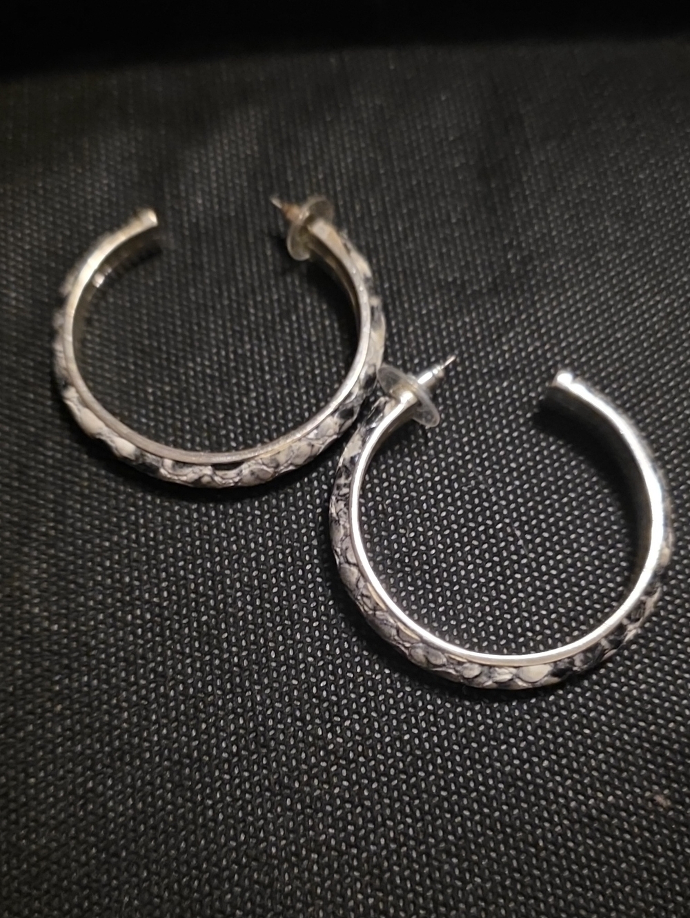 Classic Silver Tone Textured Hoop Earrings - Women Jewelry